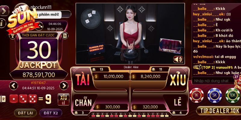 Ảnh Tài Xỉu Sunwin - Minh Họa Chân Thực Sân Chơi Xanh Chín 12 Phiên bản tài xỉu livestream với dealer nóng bỏng